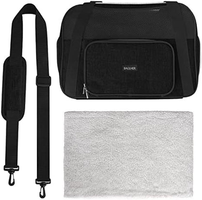 BAGLHER Pet Travel Carrier, Cat Carriers Dog Carrier for Small Medium Cats Dogs Puppies, Airline Approved Small Dog Carrier Soft Sided, Collapsible Puppy Carrier. Black - Image 6