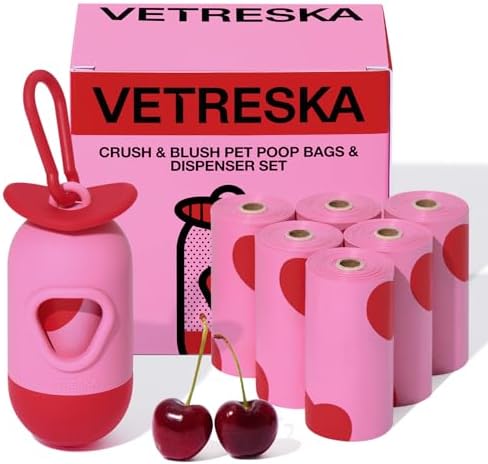 VETRESKA Dog Poop Bag Dispenser with Smoked Cherry Scented Bags, 105 Counts by VETRESKA