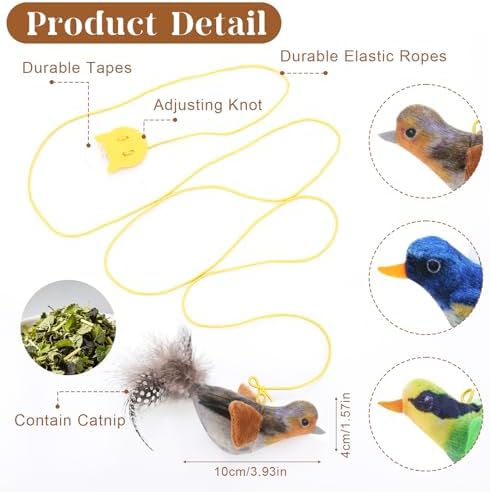 3Pcs Flying Bird Cat Toys, Interactive Chirping Bird Cats Feather Toys - Image 5