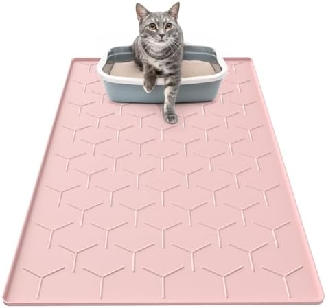 Garoopion Silicone Cat Litter Mat 34×22 inch, Easy to Clean, Pink by Garoopion