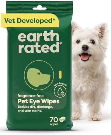 Earth Rated Dog Eye Wipes, Vet Developed, Unscented, Removes Dirt, 70ct by EarthRated