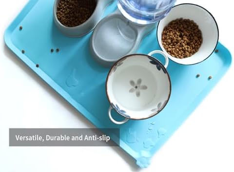 Hoki Found X-Large Silicone Pet Food Mats Tray - Non Slip Pet Dog Cat Bowl Mats Placemat - Dog Pet Cat Feeding Mat - Waterproof Dog Cat Food Mats -Pet Water Mats for Carpet - Arctic - Image 4