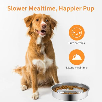 Novery Non-Slip Stainless Steel Slow Feeder Dog Bowl, 2-Cups - Image 3