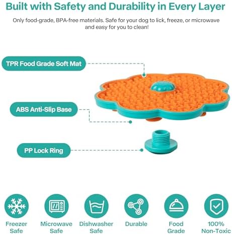 2 in 1 Lick Mat for Crate Training, Dog Slow Feeder Anxiety Relief Pad with Suction Cups, Dishwasher Safe, BPA-Free Silicone for Small & Medium Dogs, 2 Pack - Image 5