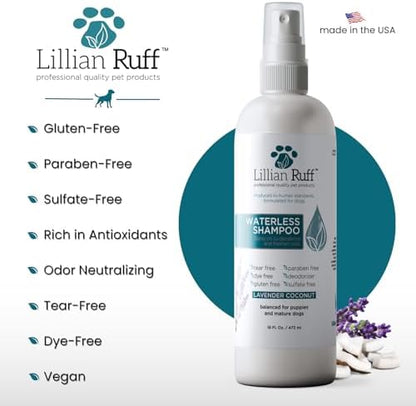 Lillian Ruff Waterless No-Rinse Dog Dry Shampoo Spray with Hydrating Essential Oils - pH-Balanced Dry Shampoo for Dogs - Clean, Condition, Detangle & Deodorize Dry, Sensitive Skin (Lavender Coconut) - Image 5