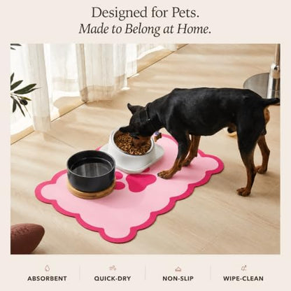Scalloped Dog Feeding Mat, Coral Pink 17" X 22” - Image 3