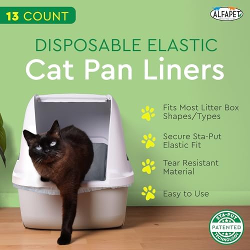 Alfapet Elastic Cat Litter Box Liners - Super Jumbo 13 Count - Tear-Resistant Cat Litter Bags, Waterproof Kitty Litter Liners - Fits Litterbox Pan Sizes X-Giant, Jumbo 42" x 20" x 2 MIL 30 lb Capacity - Image 2