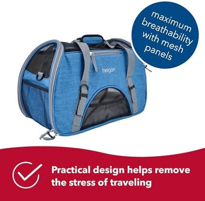 Coastal Pet Bergan Comfort Carrier - Breathable Travel Carrier for Dogs & Cats - Heather Bermuda, 16" x 8" x 11"
