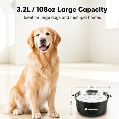 3.2L/108oz No Spill Dog Water Bowl Stainless Steel Black - Image 3