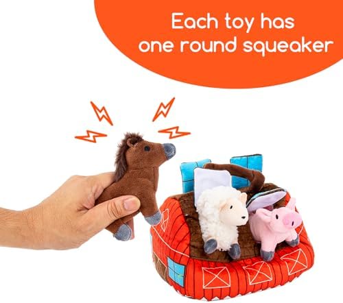 Hollypet Squeaky Hide and Seek Dog Toys for Small and Medium Dogs, Farm - Image 3