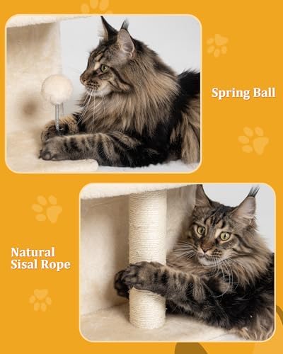Aechonow Small Cat Tree Tower for Large Cat, Cat Bed House with Large Perch - Image 5