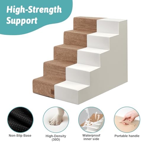 COZY KISS Dog Stairs for Small Dogs, 5 Step Pet Stairs for Beds & Couches - Image 5