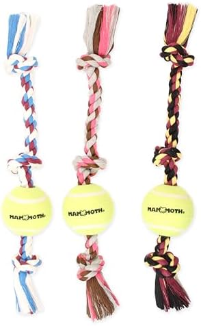 Mammoth Flossy Chews Color 3 Knot Tug w/Large Tennis Ball – Premium Cotton-Poly Tug Toy for Dogs – Interactive Dog Tug Toy – Rope Dog Toy with Tennis Ball for Large Dogs - 24” - Image 5
