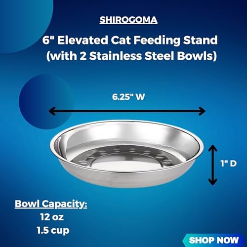 Raised Cat Bowls, 6.25 in Wide, 6" Elevated Cat Feeding Stand (with 2 Stainless Steel Bowls: 12 oz/1.5 Cup), Small Dogs, Rabbits, Anti-Vomit, Whisker Friendly, 6 x 8 x 8 in, Acacia Wood - Image 2