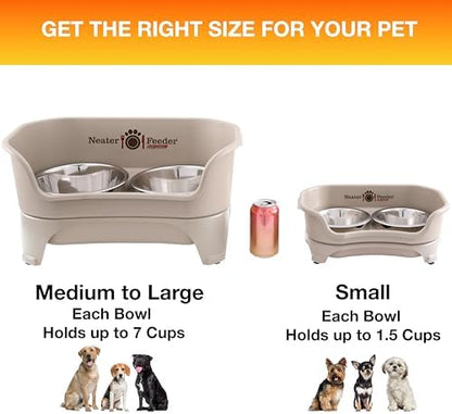 Neater Feeder Express Mess Proof Dog Bowls Elevated for Small Breeds Under 15 Lb, Made in USA, No Spill Raised Dog Food Bowl Stand, Stainless Steel Food and Water Bowl Set, Feeding Station, Almond - Image 4