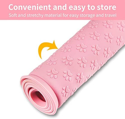 2 Pack Pet Placemat for Dog and Cat, Waterproof Non-Slip Silicone Feeding Bowl Mat Prevent Food and Water Overflow, Puppy Dish Feeder Fountain Trays Suitable for Medium and Small Pets, Pink - Image 5