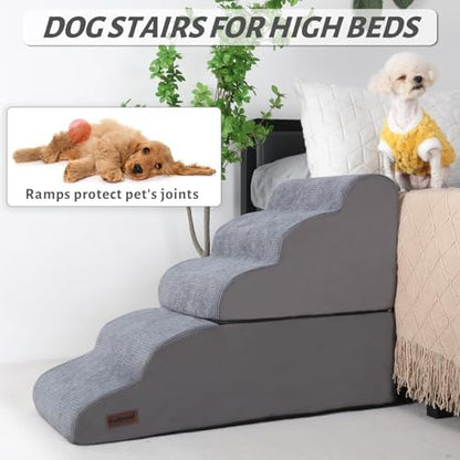 Dog Stairs and Ramp for High Bed, 5-Step Dog Steps for Small Dogs and Cats - Image 6