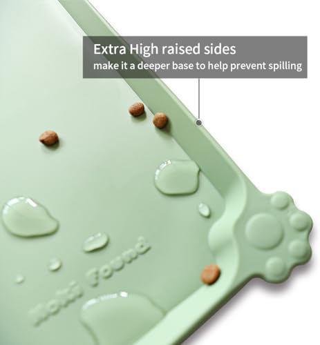 Hoki Found X-Large Silicone Pet Feeding Mats - Non Slip Dog Cat Bowl Mats - Waterproof for Carpet - Jade - Image 2