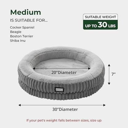 BALANCE Donut Dog Bed, 30 Inches Round Dog Bed Medium Size Dogs Washable, Orthopedic Calming Dogs Beds for Kitten, Fluffy Plush Faux Fur Pet Bed with Anti-Slip Bottom - Image 5