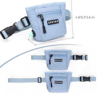Dog Treat Pouch, Powerful Magnet Closure Device Dog Training Treat Bag Large Capacity Pet Treat Pouch with Poop Bag Dispenser Treat Bag for Dog Training with Metal Waistband Clip (Light Blue) - Image 5