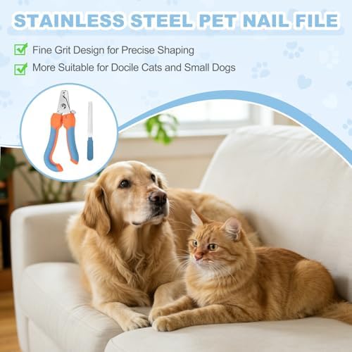 Pet Nail Clipper with Nail File, Pet Nails Clippers and Trimmer with Safety Guard, Professional Grooming Tool for Indoor Small Dog Cat Kitten, (Blue/Orange, 1 Set) - Image 4