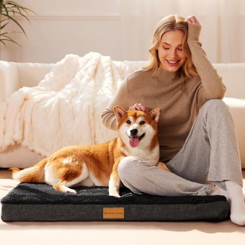 Patas Lague Orthopedic Medium Dog Bed Washable Pet Sofa Mat 30''X20''Black - Image 2