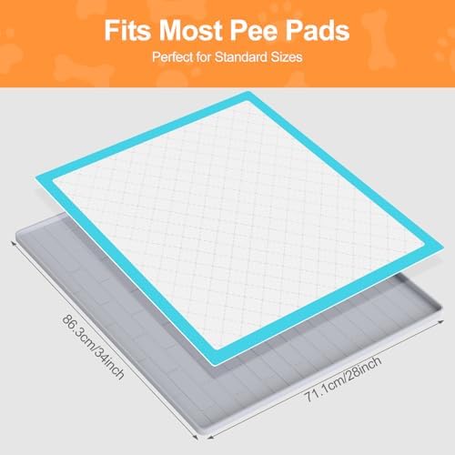 Pee Pad Tray Holder for Dogs,Non-Slip Silicone Dog Puppy Pad Holder,34 x 28 Inch Puppy Potty Training Pads,No Spill Raised Lip High Edge,Portable, Leak-Proof Mat Trays for Indoor Floor Protection - Image 5