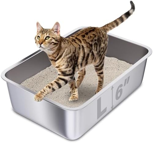 Stainless Steel Litter Box, Large Metal Litter Box by Holintan