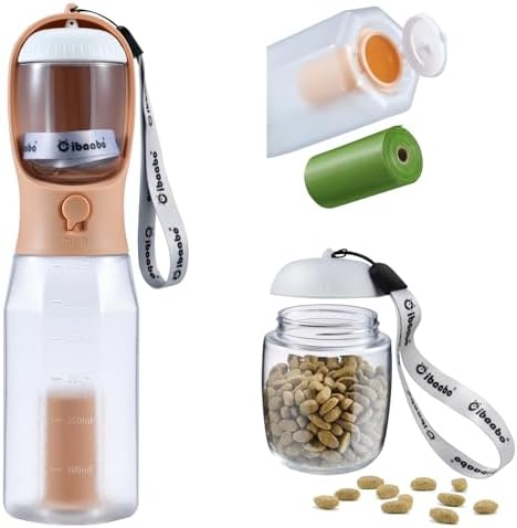 Cibaabo Dog Water Bottle with Food Container & Poop Bag Holder & Filter by Cibaabo