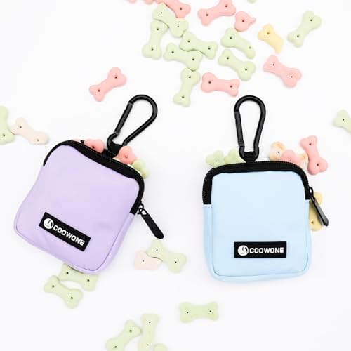 Dog Treat Pouch 2 PCS, Waterproof Small Dog Treat Bag for Leash, Hands Free Puppy Walking Bag with Carabiner, Pet Poop Bag Holder for Pet Puppy Travel or Outdoor Use, Zipper Closure to Avoid Spilling - Image 2