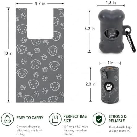 Dog Poop Bags with Handles, 300 Count (20 Rolls) whit Dispenser, Leak Proof, Thick 20 Micron, Easy Tie Dog Waste Bags, Fits Standard Dispensers - Image 5