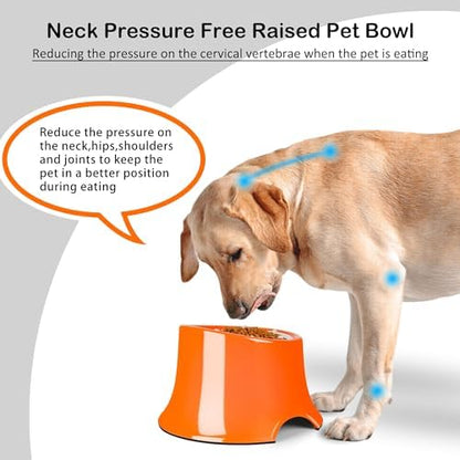 Tilted Elevated Dog Bowls Non-Slip & Non-Spill Pet Feeder with Elevated Detachable Melamine Stand, High Capacity Tilted Dog Bowl for Medium Small Size Dogs M/2 Cup Orange - Image 2