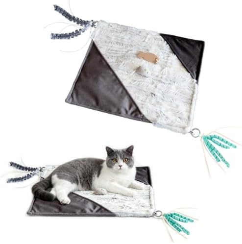 Cat Crinkle Mat with Mouse Toy,14x16" Interactive Cats Play Mat with Catnip by Unknown