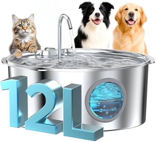 Dog Water Fountain for Large Dogs: Stainless Steel Dog Fountain Water Bowl by GROOKPET