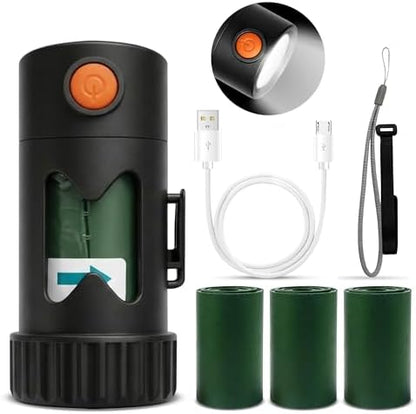Dog Poop Bag Holder with LED Flashlight –Light Dispenser for Leash, Portable Waste Bag Holder with Carabiner, Bright Light for Night Walking by Unknown