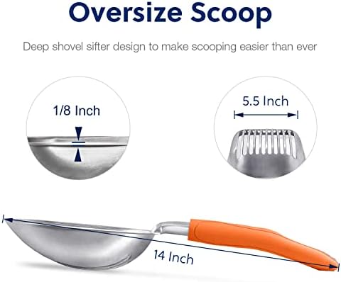 WePet Cat Litter Scoop, Aluminum Alloy Sifter, Kitty Metal Scooper, Deep Shovel, Long Handle, Poop Sifting, Kitten Pooper Lifter, Durable, Heavy Duty, for Litter Box - Image 2