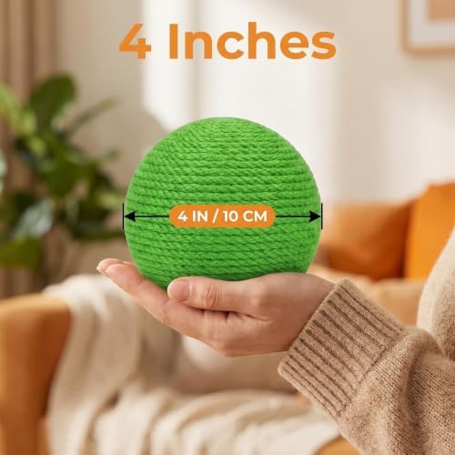 4-Inch Sisal Cat Toy Balls, Cat Toys for Indoor Cats, With Crinkle Sound - Image 2