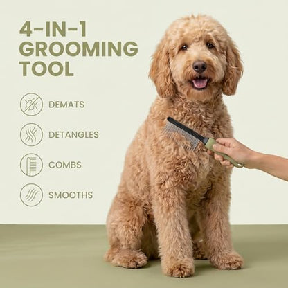Poodle Grooming Comb - Metal Dematting Comb with Long & Short Stainless Steel Teeth for Removing Matted Hair & Knots, Safe and Gentle for Dogs & Cats (Green) - Image 7