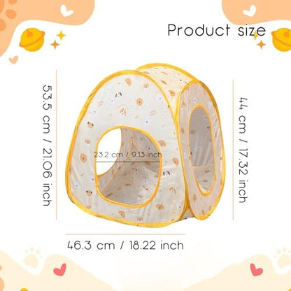 Andiker Cat Tent, 3 Holes Safe and Strong Cute Cats Tunnel Collapsible Easy to Carry Cat House for Indoor Cats Kittens Hiding Playing Training Sleeping(Tent Pink) - Image 2