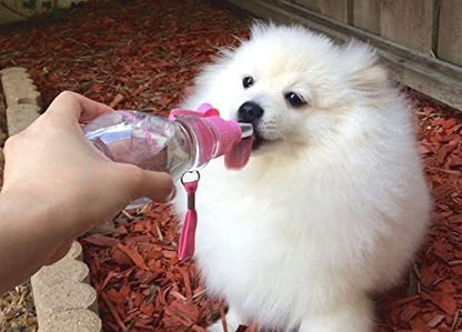 Choco Nose Patented Portable No-Drip Travel Water Bottle/Feeder for Dogs/Puppies/Cats/Rabbits and Other Small Sized Animals -8 oz. Leak-proof Nozzle 16mm, Pink (H258)