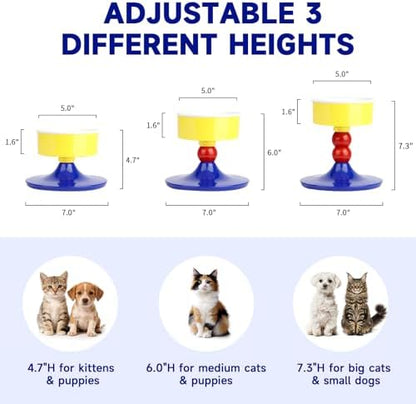 Cat Food and Water Bowls,Raised Cat Bowl,Three Adjustable Height Options, 20° Tiltable, 360° Rotatable, Raised Pet Bowl.Suitable for Small Dogs, Kittens, and Adult Cats.1 Piece, Color: Colorful - Image 2