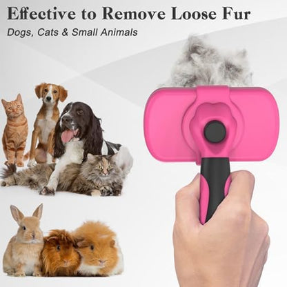 Swihauk Self Cleaning Slicker Brush for Dogs & Cats - Skin Friendly Grooming, Deshedding, Hair Removal for Puppies & Long/Short Haired Pets, Pet Supplies Accessory, Pink - Image 6