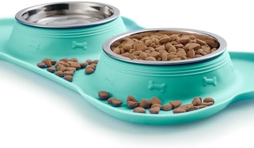 Hubulk Pet Dog Bowls 2 Stainless Steel Dog Bowl with No Spill Non-Skid Silicone Mat + Pet Food Scoop Water and Food Feeder Bowls for Feeding Small Medium Large Dogs Cats Puppies (Medium, Mint Green) - Image 5