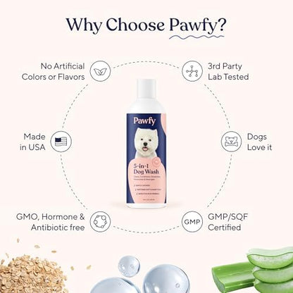 Pawfy 5 in 1 Dog Shampoo and Conditioner for Itchy Skin (Oatmeal & Aloe) - Image 6