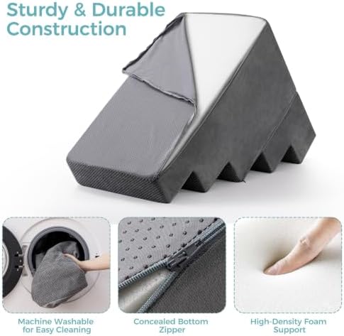 Dog Stairs, Steps and Ramp for High Bed & Sofa, 13-24" H Detachable Pet Stairs for Small Medium Dogs, Sturdy 40D Foam, Non-Slip, Washable Cover with Lint Roller, Grey - Image 5