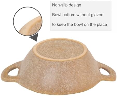 Ceramic Cat Bowl Cats Dishes for Food and Water, 8.3 Inch Dog Bowls, 7 oz Ceramic Cat Food Bowl, Whisker Fatigue Pet Plate, Pet Water Bowls with Handle Perfect for Indoor Cats (Khaki) - Image 3
