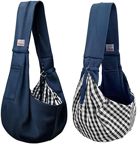 Pet Dog Sling Carrier for 3-10 lbs pet,Dog Purse Pouch,Dog Satchel,Reversible unadjustable Strap Travel Hand-Free Safe Bag Small Puppy Backpack (Dark Blue) - Image 7