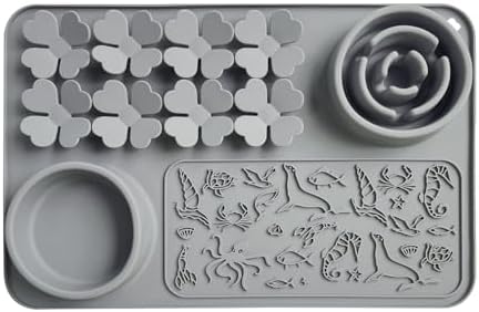Silicone Lick Mat for Dogs & Cats – Slow Feeder Dog Bowl, Non-Slip Licking Mat for Large & Small Breeds, Puzzle Feeder & Snuffle Mat for Fast Eaters, Interactive Pet Food Mat with Measuring Spoon by Unknown