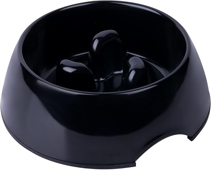 Super Design Slow Feeder Dog Bowl, Melamine, 1.5 Cup, Black, 8.6 x 8.4 x 2.7 in, 1.39 Pounds