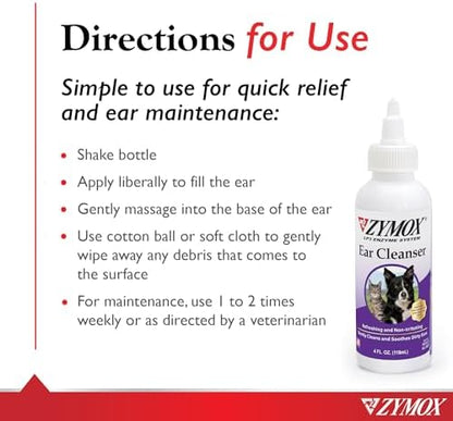 Pet King Brands ZYMOX Ear Solution with 0.5% Hydrocortisone and Ear Cleanser Bundle - Image 4